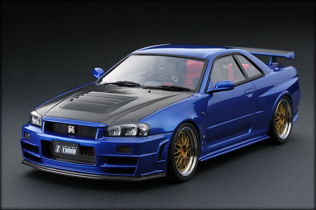 Nissan Skyline R34 1/18 Ignition Model R34 Nismo GT-R Z-tune Bayside Blue IG0017 modellino in miniatura